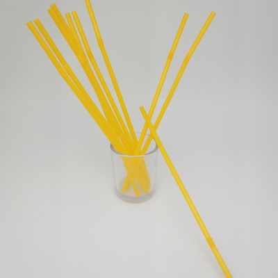 Flexible 6*200mm YELLOW 100% Compostable Biodegradable FDA Certified ECO Friendly Drinking PLA Straw   - 副本